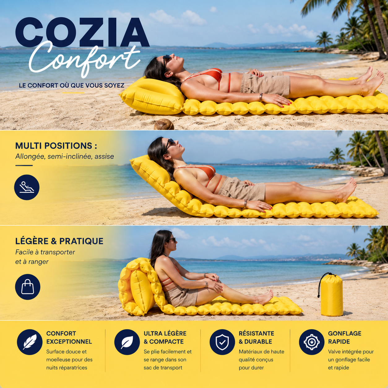 CoziaConfort – Matelas Gonflable Ultra Confort avec Pompe Intégrée