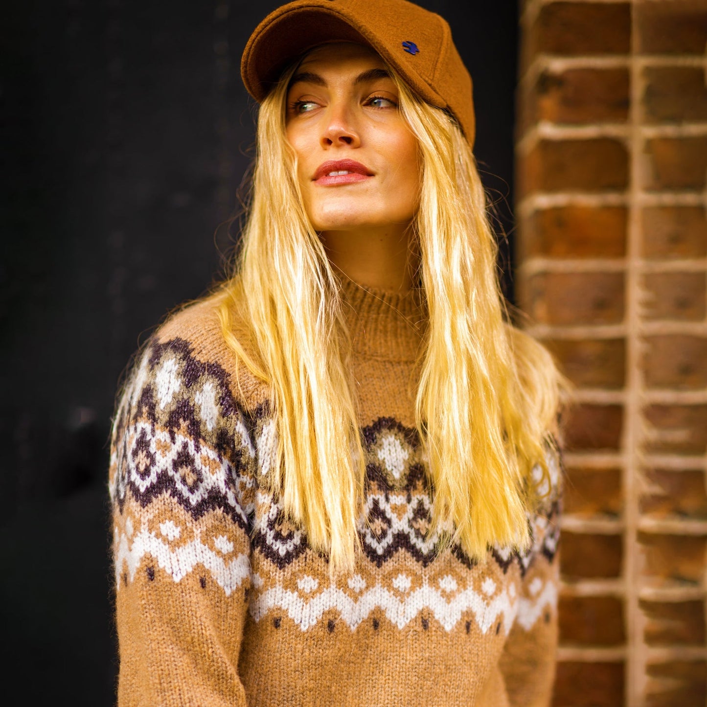 Pull col roulé  avec motif