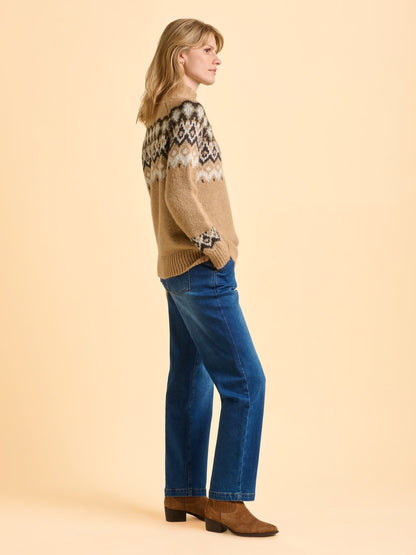 Pull col roulé  avec motif