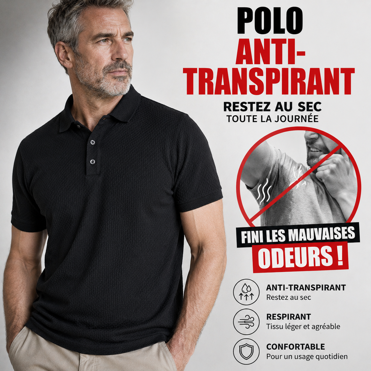 DRYMAX - Polo Anti-Transpirant Homme