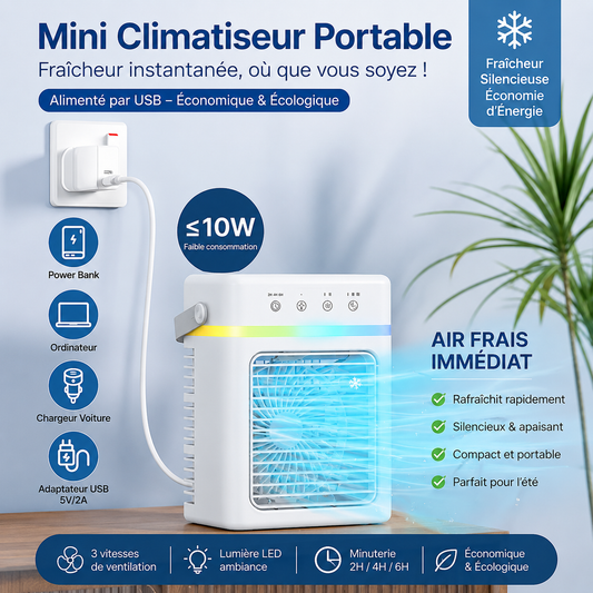 Climatiseur Mobile Silencieux 900ML — Sans Installation