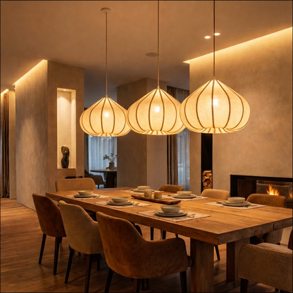 30 Lampe à suspension en lin naturel ZUBEDA