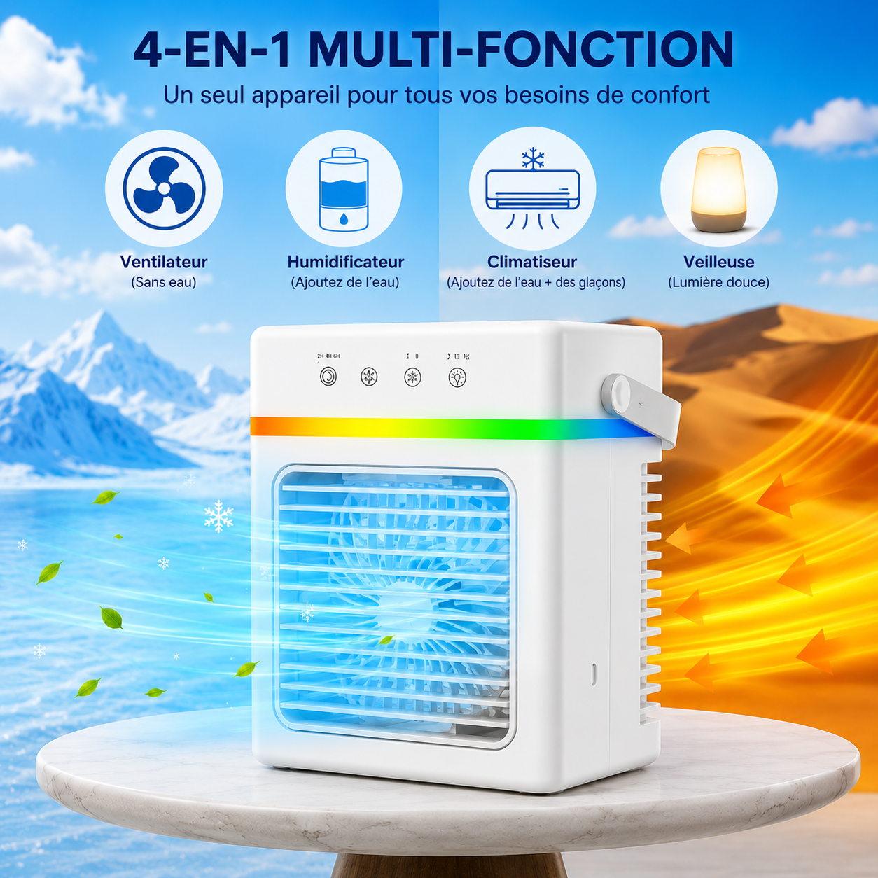 Climatiseur Mobile Silencieux 900ML — Sans Installation
