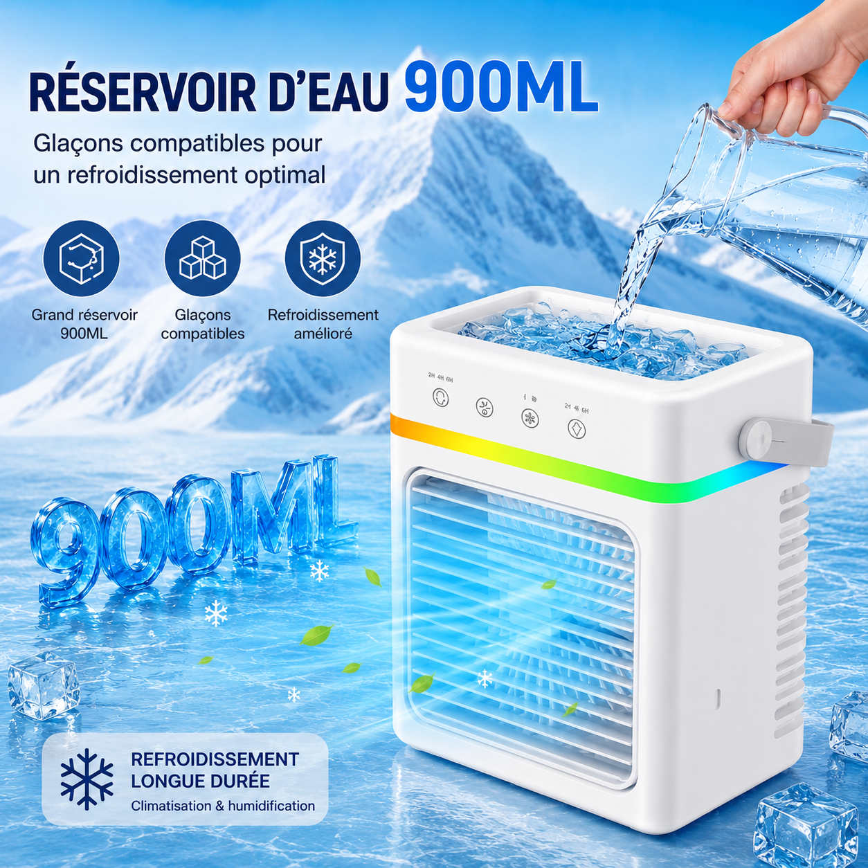 Climatiseur Mobile Silencieux 900ML — Sans Installation