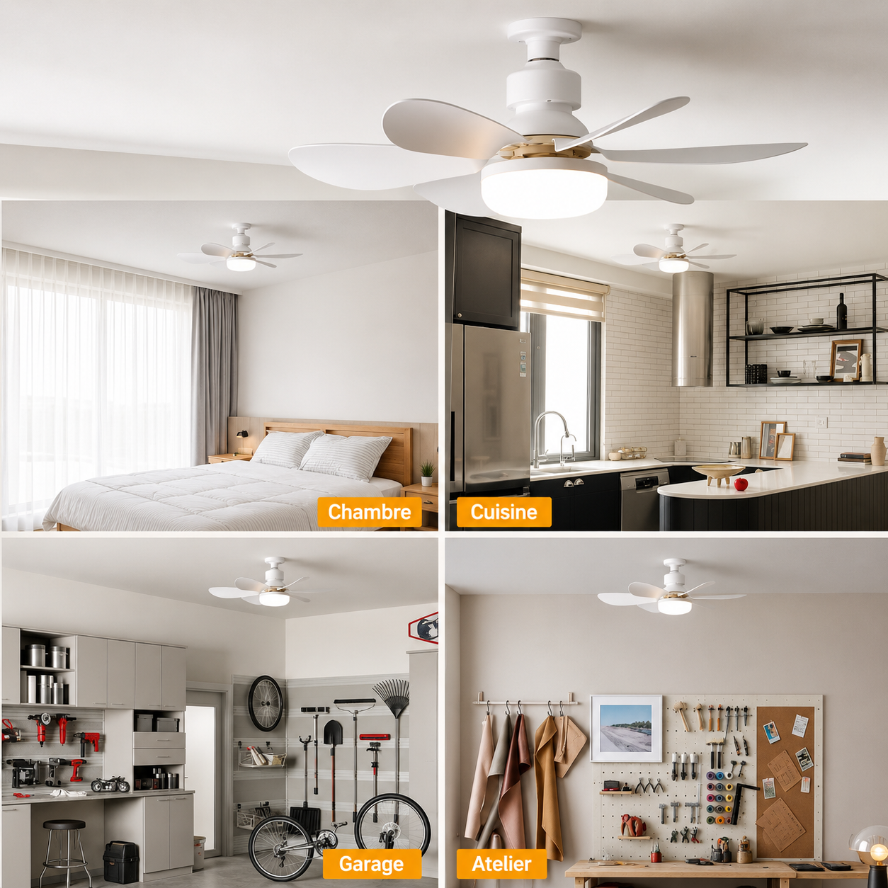 Ventilateur de Plafond LED AéroLume — Silencieux & Connecté