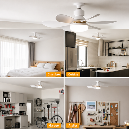 Ventilateur de Plafond LED AéroLume — Silencieux & Connecté