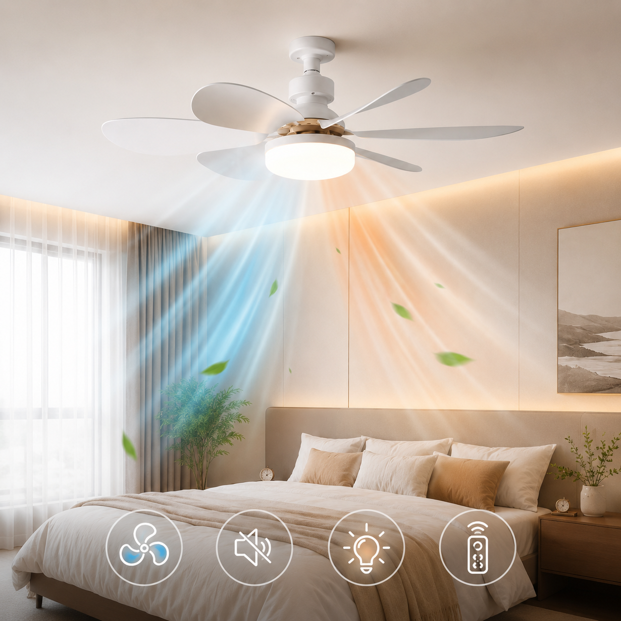 Ventilateur de Plafond LED AéroLume — Silencieux & Connecté