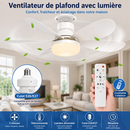Ventilateur de Plafond LED AéroLume — Silencieux & Connecté