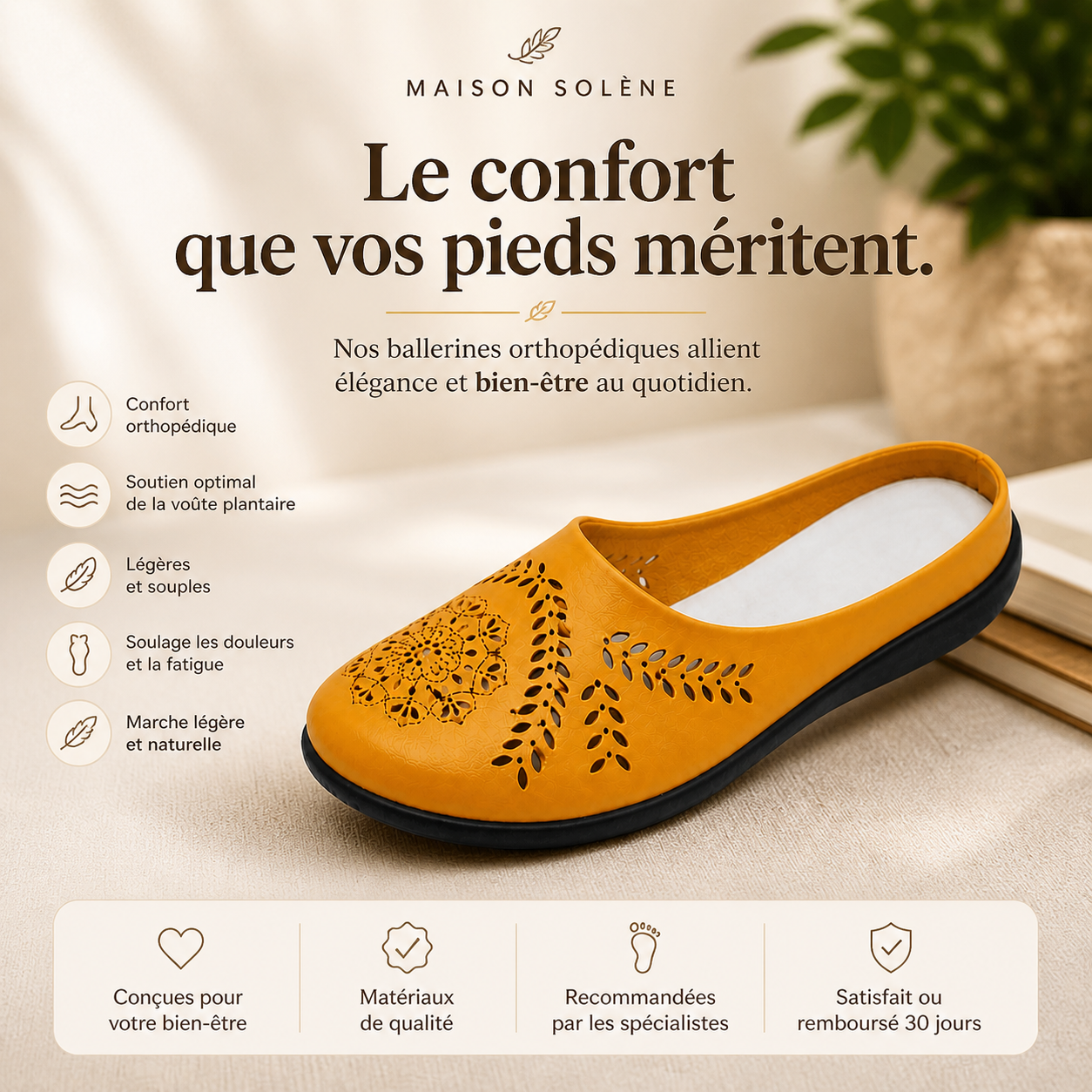 Soléna Confort – Ballerines Orthopédiques Élégantes