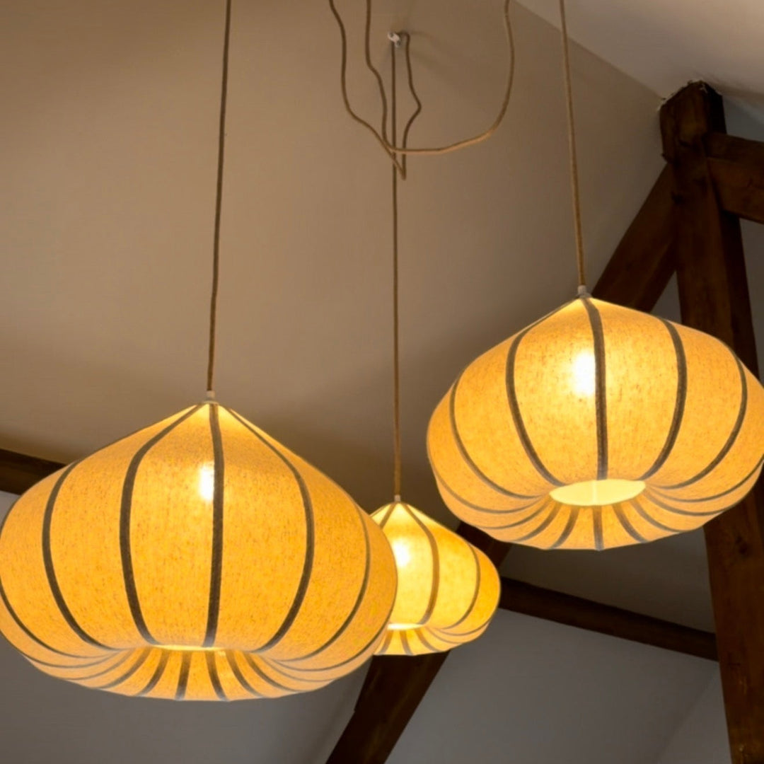 30 Lampe à suspension en lin naturel ZUBEDA
